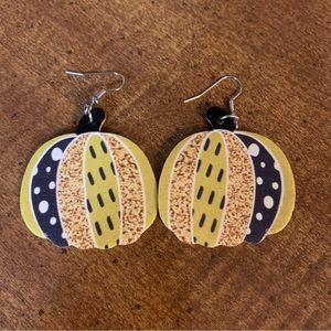 Vintage Pattern Pumpkin Drop Earrings